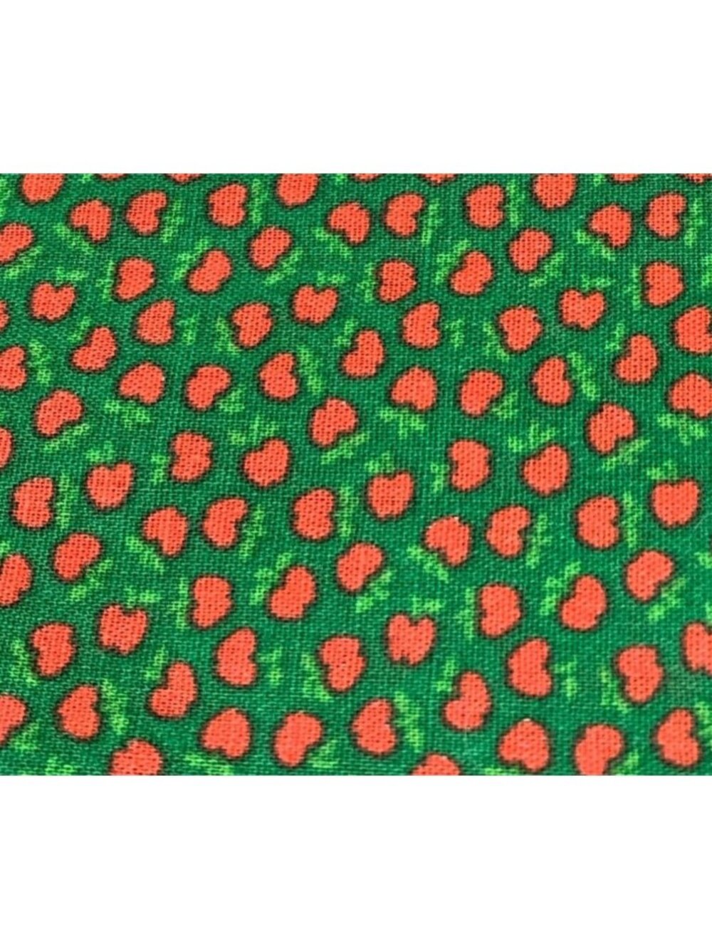 Red Heart Print Green Background Cotton Fabric 1/2 yard x 44" Sewing Crafts